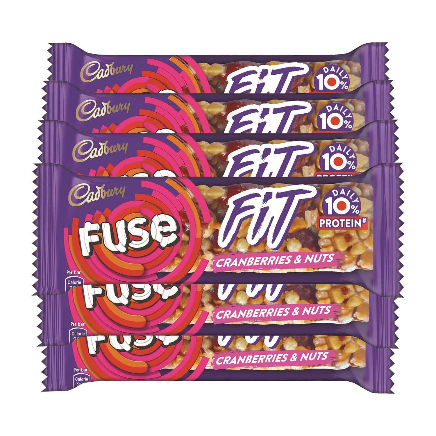 Cadbury Fuse Fit Chocolate Snack Bar with Cranberries and Nuts,41g Pack of 6