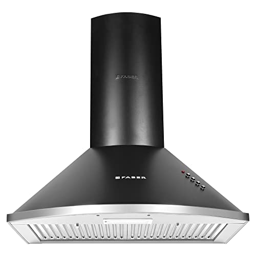 Faber 60 Cm 1000 M³/Hr Pyramid Kitchen Chimney || Lifetime Warranty On Motor|| Motor- 240 Watt (Hood Class Pro Pb Bk Ltw 60, Baffle Filters,Black)