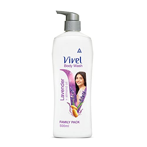 Vivel Body Wash, Lavender & Almond Oil Shower Creme, Fragrant & Moisturising, For soft and smooth skin, High Foaming Formula, 500 ml Pump, For women and men