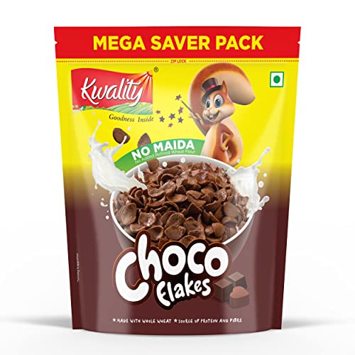 KWALITY Choco Flakes | Made with Whole Wheat | Zero% Maida | Source of Protein and Fibre | Richness of Chocolate | Chocos – 1 Kg [Pack of 1]