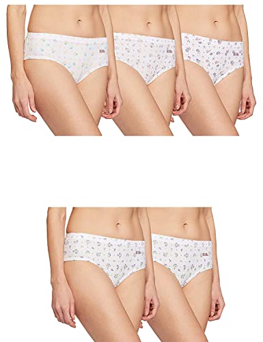 Elk White Printed Cotton Hipster Ladies Panties Brief Women Innerwear, Comfortable Soft Inner Elastic Underwear – Pack of 5