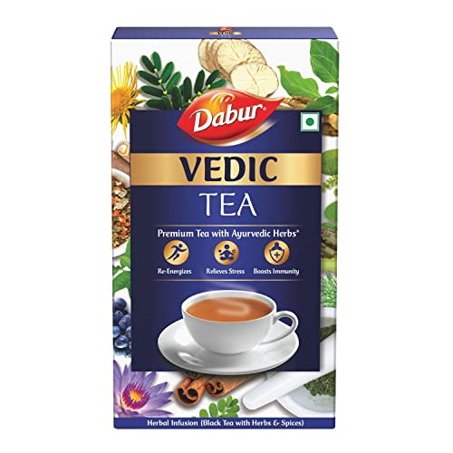 Dabur Vedic Tea – 500g (Black Tea) | Handpicked from Assam, Nilgiri & Darjeeling | Soulful Aroma & Rich Taste | Premium Tea with 30+ Ayurvedic Herbs