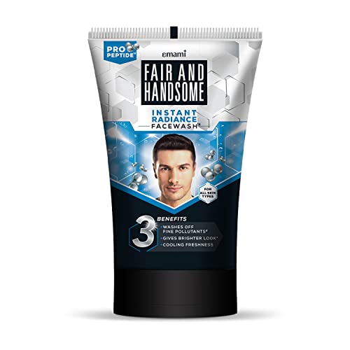 Fair and Handsome Instant Radiance Face Wash | Pro-Peptide | Instant Radiance| Washes of Fine Pollutants | Cooling Freshness | 100g