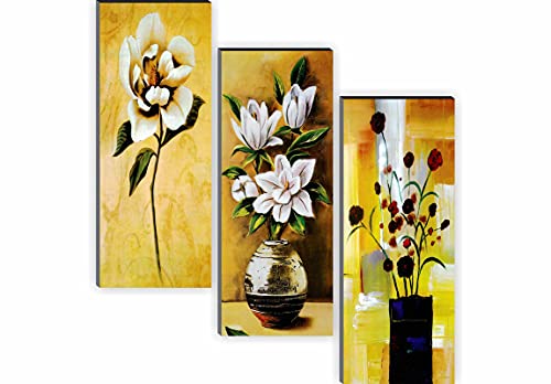 SAF Floral 6MM MDF Framed Set of 3 Digital Reprint 15 inch x 18 inch Painting () SAFJ03 SAFJ03