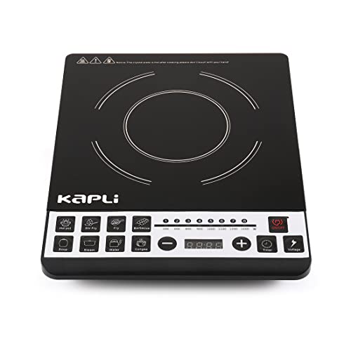 Kapli Induction Cooktop with Push Button 1400W Black | ABS Plastic | Power Source Corded electric|