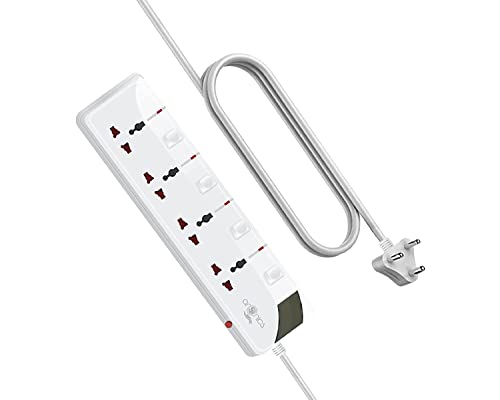Arcnics – Premium Extension Board for Office & Home | Power Strip | Surge Protector | 4 Plugs, Individual Indicators and Switches – 2M Cable Length (White)