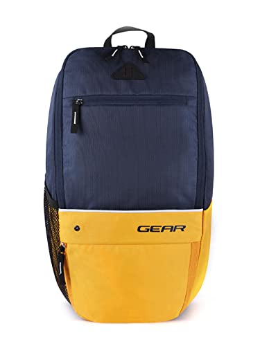 Gear SUPERIOR XL 17L Water Resistant School Bag/Casual Backpack/College Bag for Men/Women (Navy-Yellow)