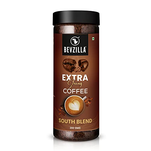 Bevzilla 200 Grams Xtra Strong Instant Coffee Powder – (South Blend) |Premium Taste| Dark Roast| Strong Coffee| Filter Coffee| Ground Coffee| Chicory & Coffee