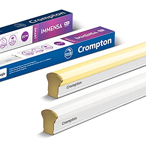 Crompton Immensa Smart Batten 20 Watt IOT Wi-Fi Enabled LED Batten (White Tunable and Dimmable, Compatible with Alexa and Google Assistant) – Pack of 8, Golden, (LDIMN20-Wifi)
