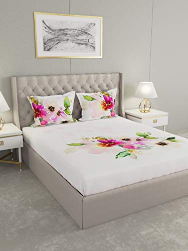 Raymond Home 300 TC Cotton Pink 1 Double Bedsheet 2 Pillow Covers, King (007542-BF01)