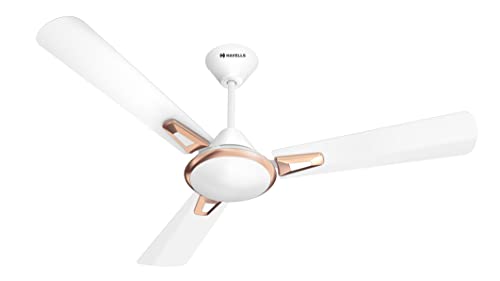 Havells Festiva Prime Decorative BLDC 1200mm Energy Saving with Remote Control 5 Star Ceiling Fan (Pearl White LT Copper, Pack of 1)