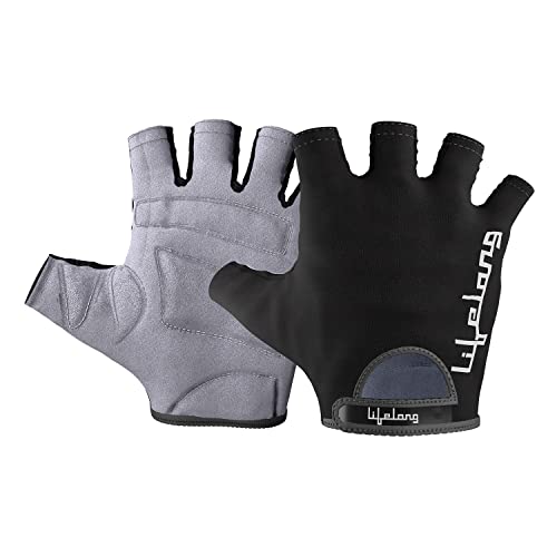 Lifelong Exercise Gym Gloves for Men Workout with Wrist, Cross Training, Weightlifting, Ideal for Cycling, Bike Riding and Other Sports Activities (X-Large, LLGG04, Grey & Black)