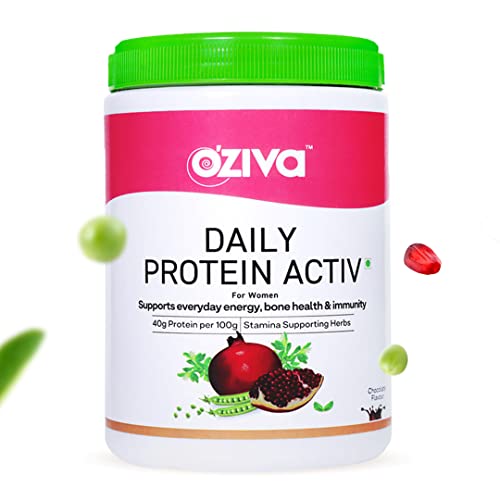OZiva Daily Protein Activ for Women | Best Protein Powder for Women with 120g Protein, Probiotics, Shatavari for Increased Energy Levels, Bone Health and Hormonal Balance (Chocolate 300 g)
