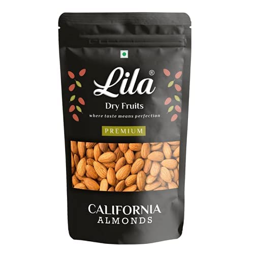 LILA DRY FRUITS 100% Natural Premium Dried, Nutritious & Delicious California Almonds 1000g ( 1 KG.) Pack Pouch | Premium Badam Giri | High in Fiber & Boost Immunity | Real Nuts | Dry Fruits | Gluten Free