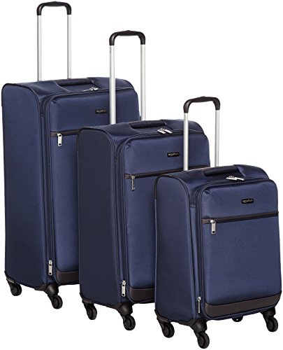 AmazonBasics Polycarbonate Soft 73 cms Suitcase (N802_Blue)
