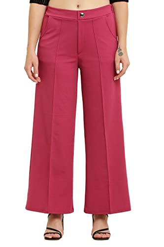 I am just a human Womens Solid Loose Fit Trouser (30, Maroon)