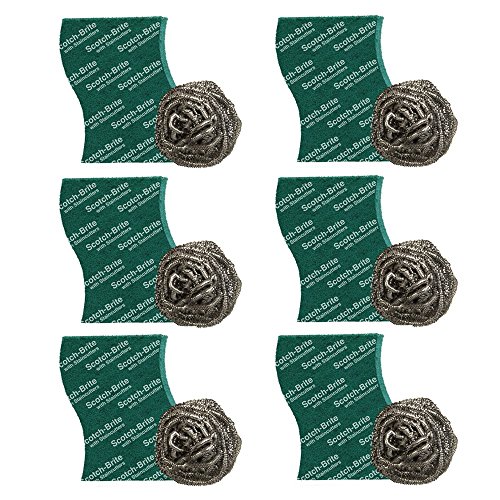 Scotch-Brite Steel Ball (Pack of 6) and Scrub Pad (Pack of 6)