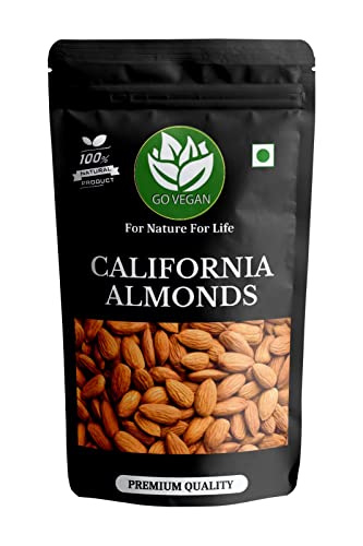 Go Vegan California Almonds 1kg | Premium Badam Giri | High in Fiber & Boost Immunity | Real Nuts | Whole Natural Badam