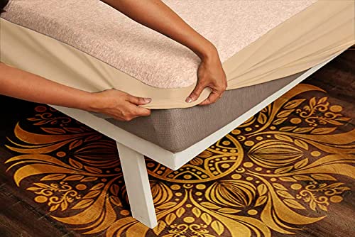 CASA-NEST Waterproof Double Bed Matress Protector,Size 72×78 Inch,Fit Upto 12 Inch (Beige)