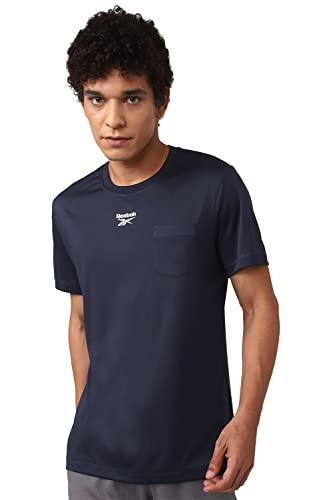 Reebok Men’s Graphic Slim Fit T-Shirts (HE3458_Vector Navy M)