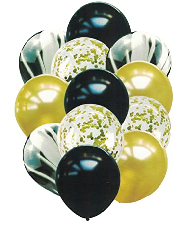 Crackles Black Marble Balloon Set with Confetti Balloons for Birthday, Anniversary, Weddings, Engagement, House Warming Decoration | Party Balloons (Marble Balloons Pack of 12)