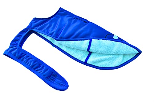 Best Dogista Winter Dog Coat Jacket with Heavy Fur Ultra Warm Wind & Water Proof in Super Poly Blue 30 Inch Extra Large