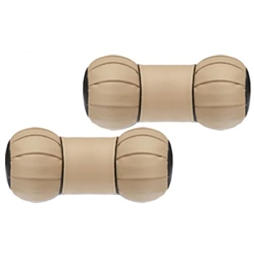 Kingsway Dumbell Shape Car Neck Rest Pillow – Universal for All Cars (Beige Color, Set of 2, Leatherette)