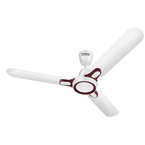 Hindware Smart Appliances Ventus White Birken 1200MM ceiling Fan Star Rated with metallic finish Energy Efficient Air Delivery Fan comes with 49 W copper motor and unique aerodynamic aluminium blades