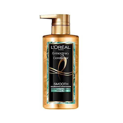 L’Oreal Paris Conditioner, Paraben Free, Nourishing for Smooth & Straight Frizz-Free hair, With Precious Essential Oils, Extraordinary Oil Smooth, 440 ml