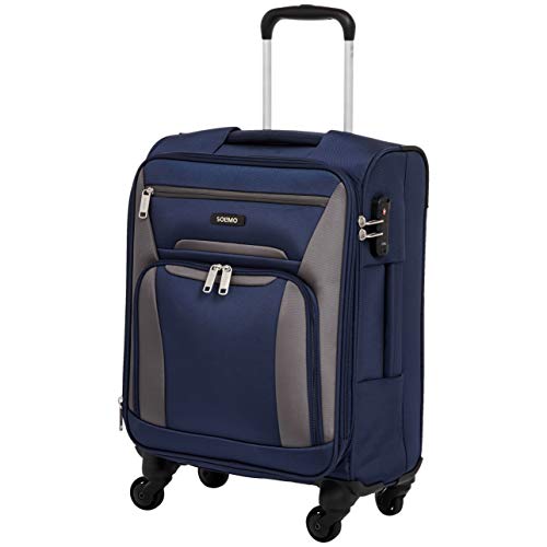 Amazon Brand – Solimo 56.5 cms Softsided Suitcase with Wheels and TSA Lock, Blue