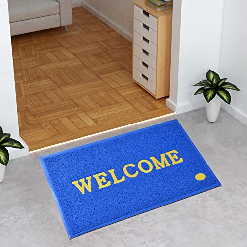 Shankara Solid PVC Anti Slip Welcome Printed Solid and Heavy Door Mat for Bath Room and Home Entrance (Blue, 38×58 cm)