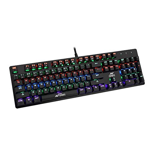 Ant Esports MK3200 V2 Wired Mechanical RGB Backlit Gaming Keyboard with 104 Anti ghosting Keys & Outemu Red Switches-Black