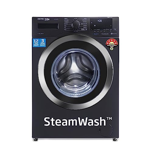 Voltas Beko 7.0kg 5 Star Front Load Washing Machine (WFL7012VTAC, Manhaten Grey), Steam Wash,Stain Expert
