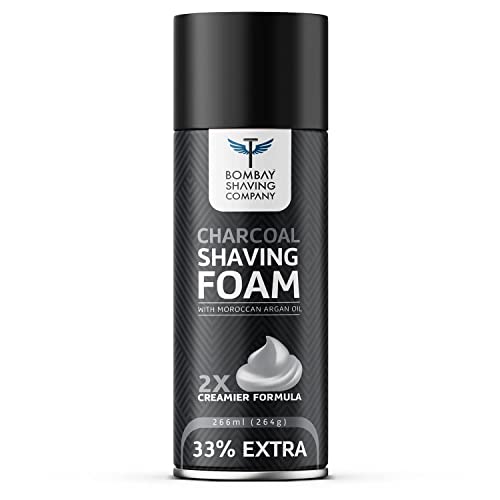 Bombay Shaving Company Charcoal Shaving Foam, 266 ml (33% extra) with Activated Charcoal & Moroccan Argan Oil