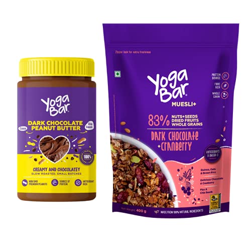 Yogabar Dark Chocolate Peanut Butter and Muesli Combo | Dark Chocolate Peanut Butter | Dark Chocolate Muesli