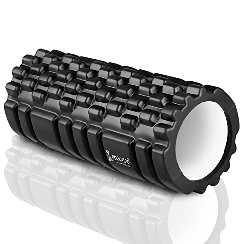 Cockatoo ECO High-Density Round Foam Roller for Exercise, Foam Roller for Tissue Massager, Muscle Massage and Myofascial Trigger Point Release, Length 33CM (6 Month Warranty) (Black-White)
