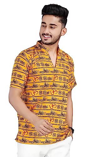 OORA Men’s Cotton Kurta for Birthday,Wedding, Ceremony, Casual, Engagement (L, Mango)