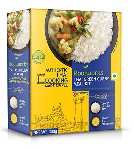Rootworks Thai Green Curry Meal Kit Pack of 1 (300 g) | Authentic Thai Flavours | Made in Thailand| Ready to Eat Meal Kit