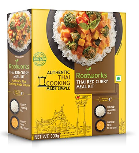 Rootworks Thai Red Curry Meal Kit Pack of 1 (300 g) | Authentic Thai Flavours | Made in Thailand| Ready to Eat Meal Kit