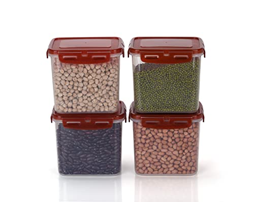 Polyset Super Lock Container Rectangular, 1600ml, Set of 4,Brown