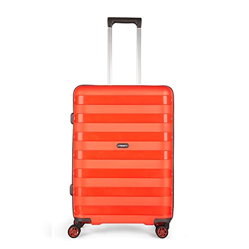 Priority Germany 001 Polycarbonate Hard Luggage 360° Spinner Wheel 3 Piece Set (20″| 24″| 28″) 8-Wheel Upright, Ruby-Red with Combination Lock