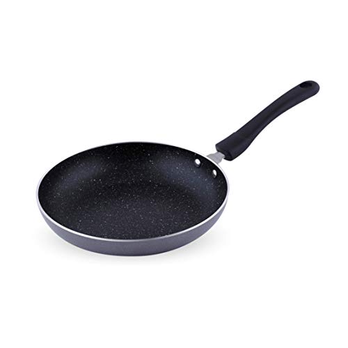 Attro Non Stick Gas and Induction Compatible Tapper Fry Pan/Omelette Pan/Fry Pan/Tapper pan240 mm, Spatter Finish, Black