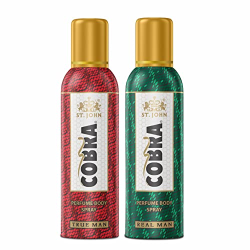 ST.JOHN Cobra No Gas Deodorant for Men | 24 hours Long lasting Freshness Perfume Body Spray -100ml – Pack of 2
