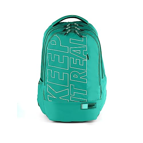 Gear Keep It Real 40L Water Resistant School Bag/Casual Backpack/Daypack/Travel Backpack/Kids Bag/College Bag for Boys/Girls/Men/Women (Green-White)