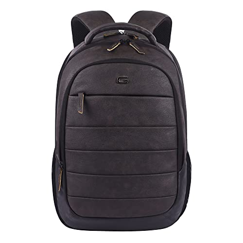 Gear Vintage2 20L Faux Leather Office/College Laptop Backpack for Men/Women-Brown