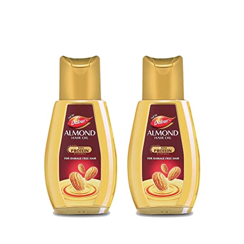 Dabur Almond Hair Oil – 600ml (300ml*2) | Provides Damage Protection | Non Sticky Formula | For Soft & Shiny Hair | With Almonds, Soya Protein & Vitamin E