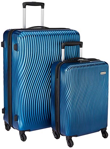 Amazon Brand – Solimo Ripple Hardside Trolley, Blue, Set of 2 (55 cm + 75 cm)