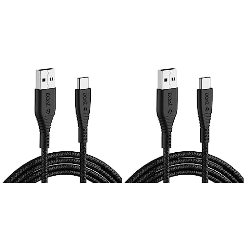 boAt Type C A325/A320 Tangle-free, Sturdy Type C Cable with 3A Rapid Charging & 480mbps Data Transmission(Black) (Pack of 2)