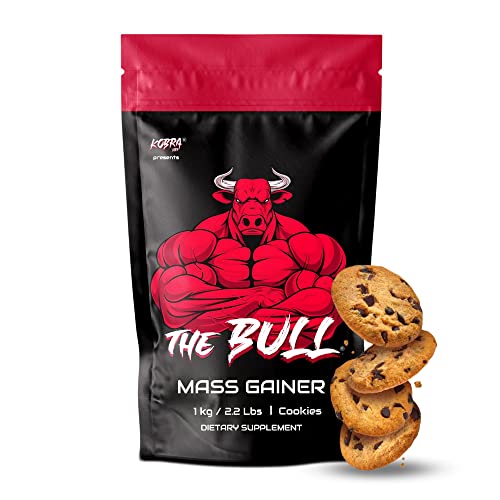 Kobra Labs The Bull Mass Gainer [1Kg, Cookies] | Lean Whey Protein Muscle Mass Gainer | Complex Carbohydrates | 18gm Protein, Reduces Muscle Breakdown | Boosts