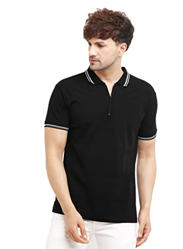 LEOTUDE Regular Fit Half Sleeve Men’s Polo T-Shirt (P89_Black_XL, Color: Black)